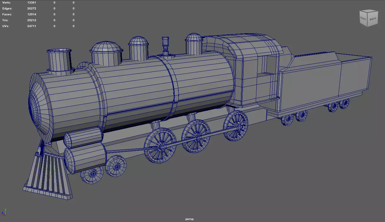 Low Poly Train 02 Low-poly 3D model_6