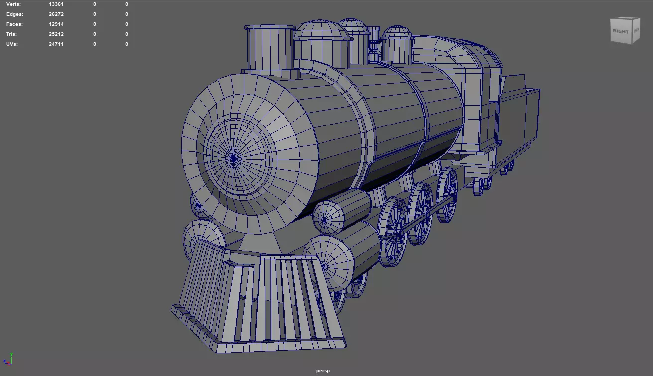 Low Poly Train 02 Low-poly 3D model_7