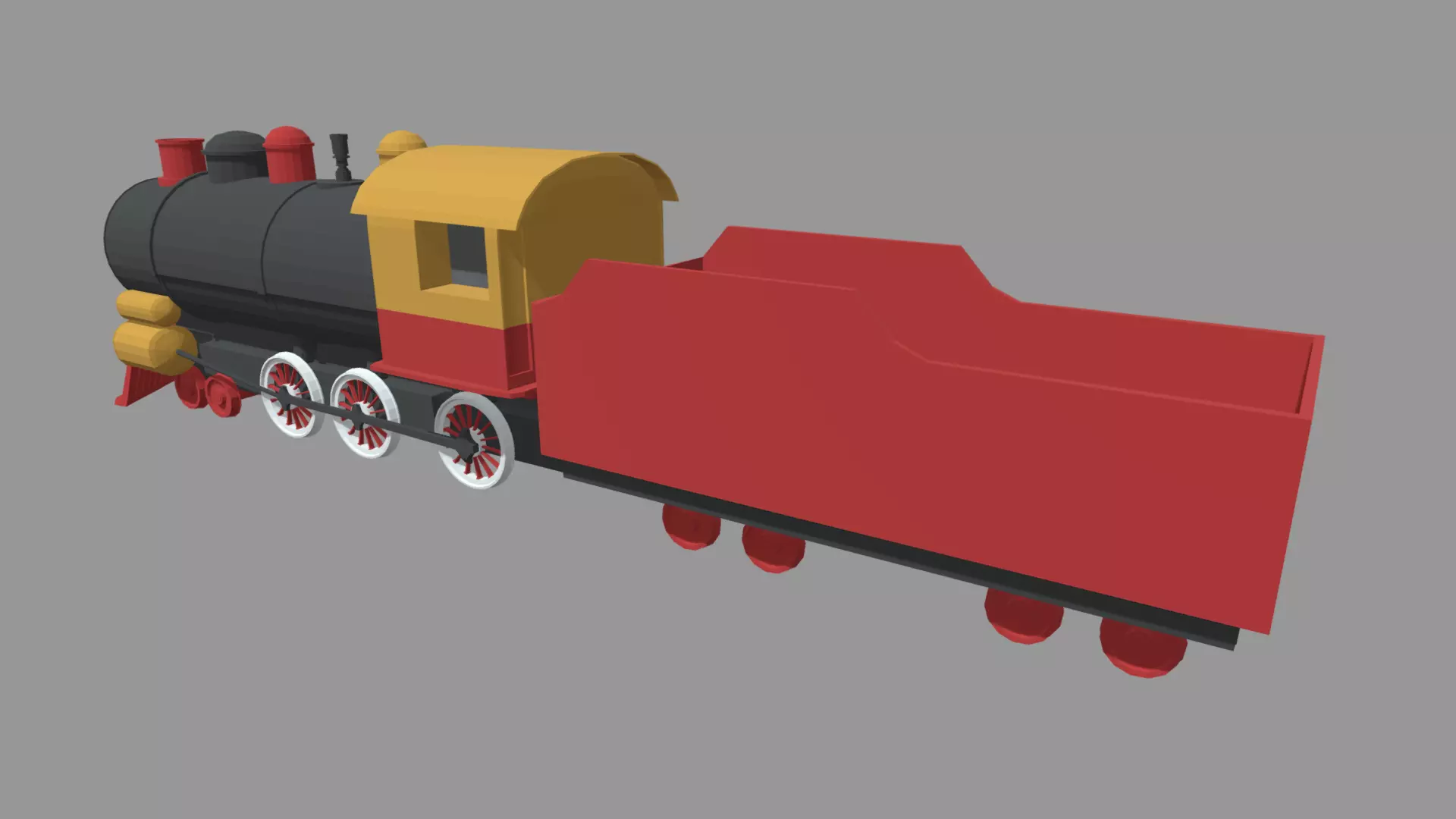 Low Poly Train 02 Low-poly 3D model_3