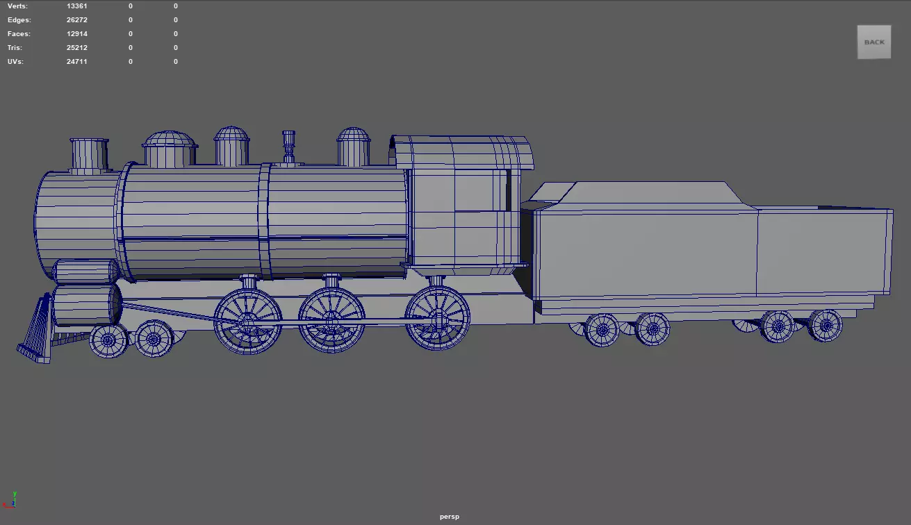 Low Poly Train 02 Low-poly 3D model_8