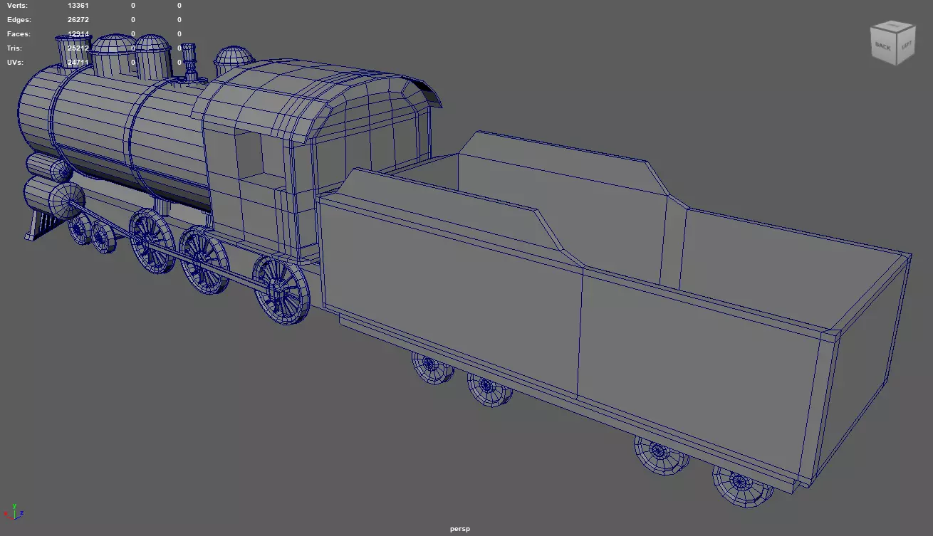 Low Poly Train 02 Low-poly 3D model_9