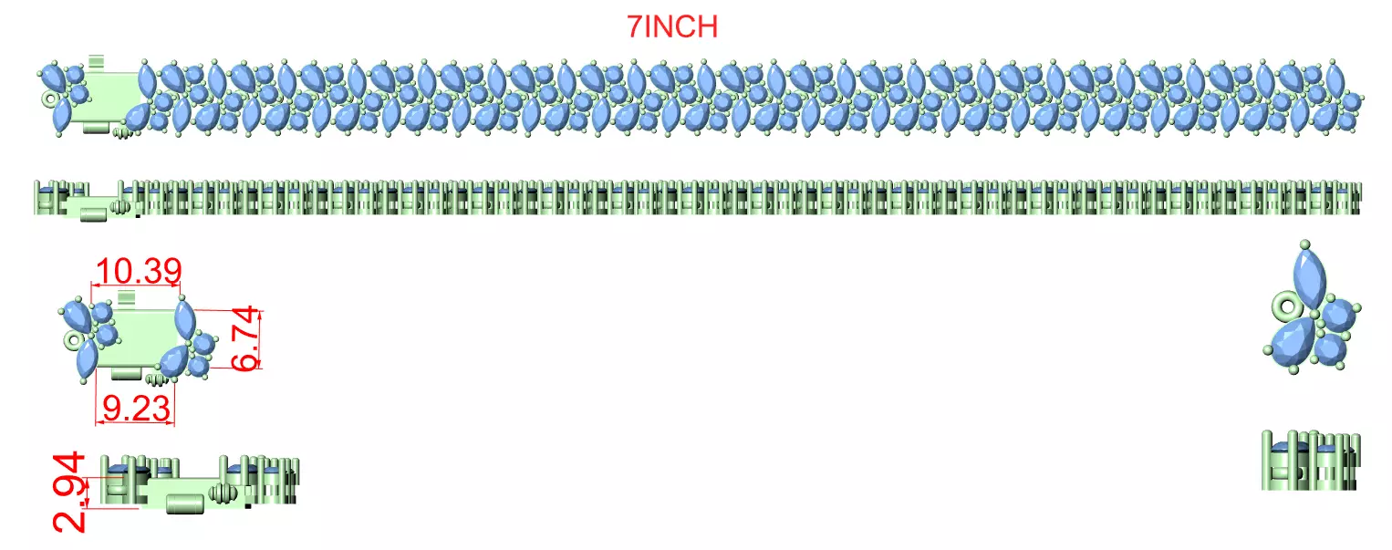 Tennis Bracelet 3dm stl renders Animation video details 3D print model_12