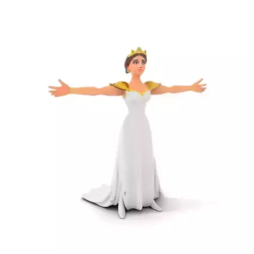 Elegant Queen Character Model Pack with Detailed Crown and Dress Low-poly 3D model