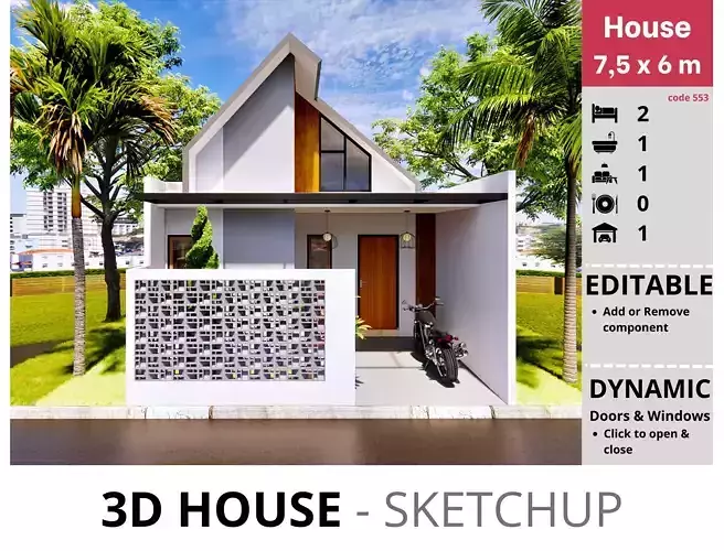 House 7x6m code 553 - Sketchup 3D model 3D model