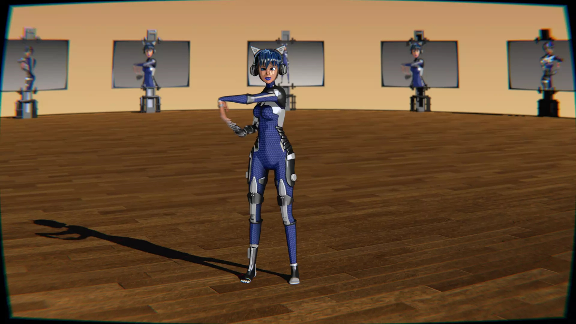 Cyberpunk Cat Ear Robotic Girl Animation Pack Low-poly 3D model_30