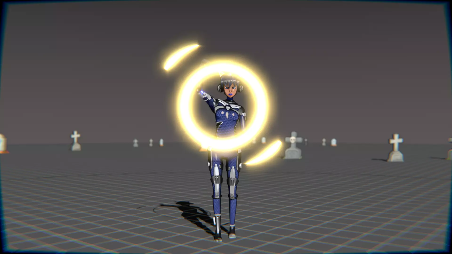 Cyberpunk Cat Ear Robotic Girl Animation Pack Low-poly 3D model_115