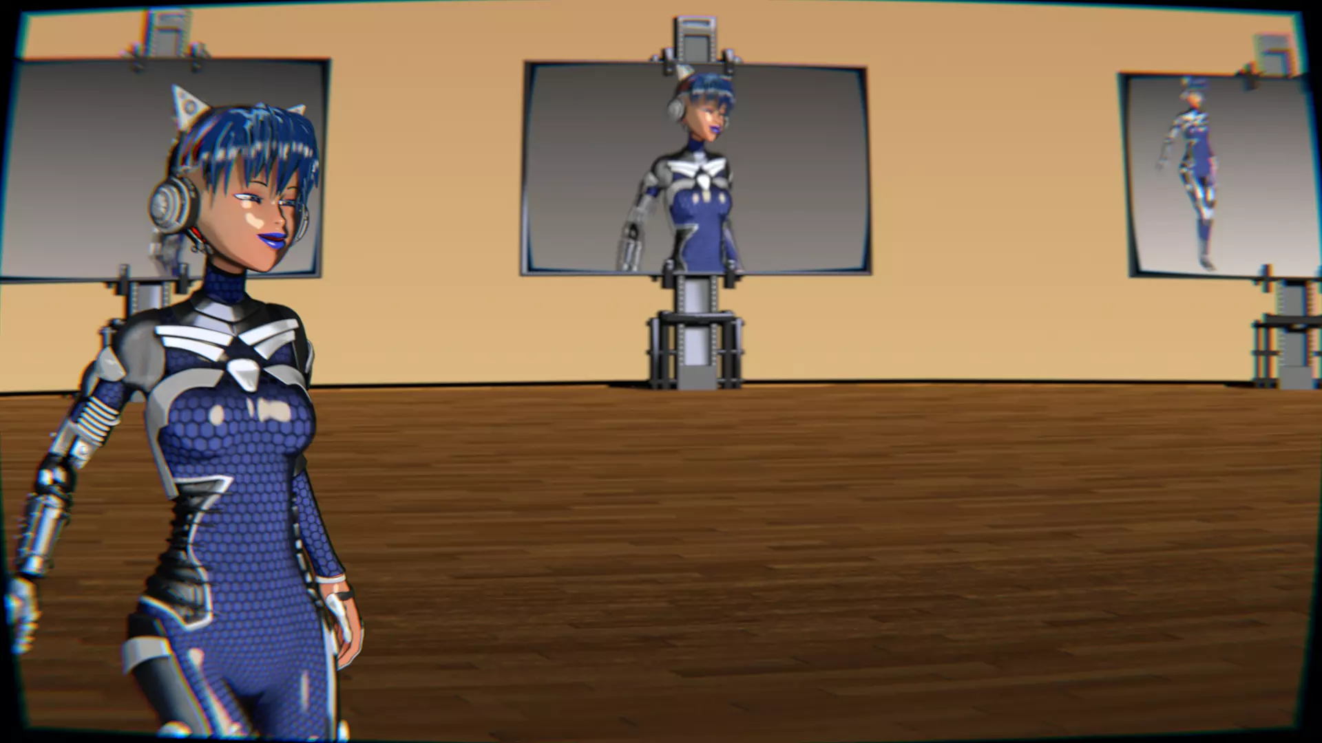 Cyberpunk Cat Ear Robotic Girl Animation Pack Low-poly 3D model_21