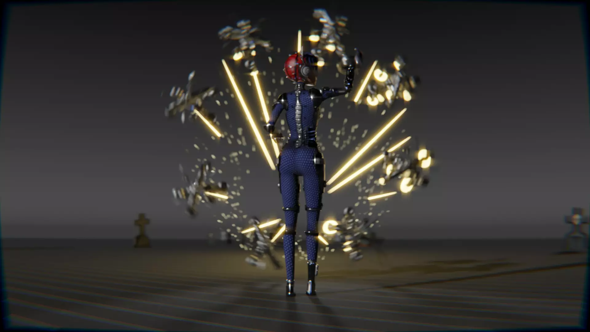 Cyberpunk Cat Ear Robotic Girl Animation Pack Low-poly 3D model_64