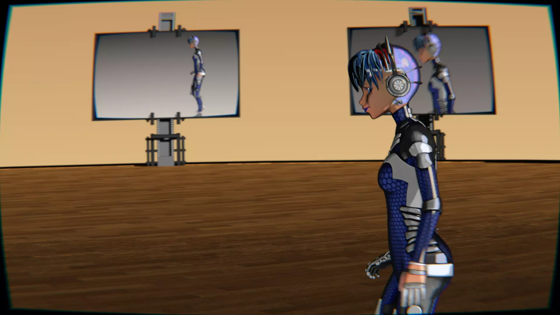 Cyberpunk Cat Ear Robotic Girl Animation Pack Low-poly 3D model_25