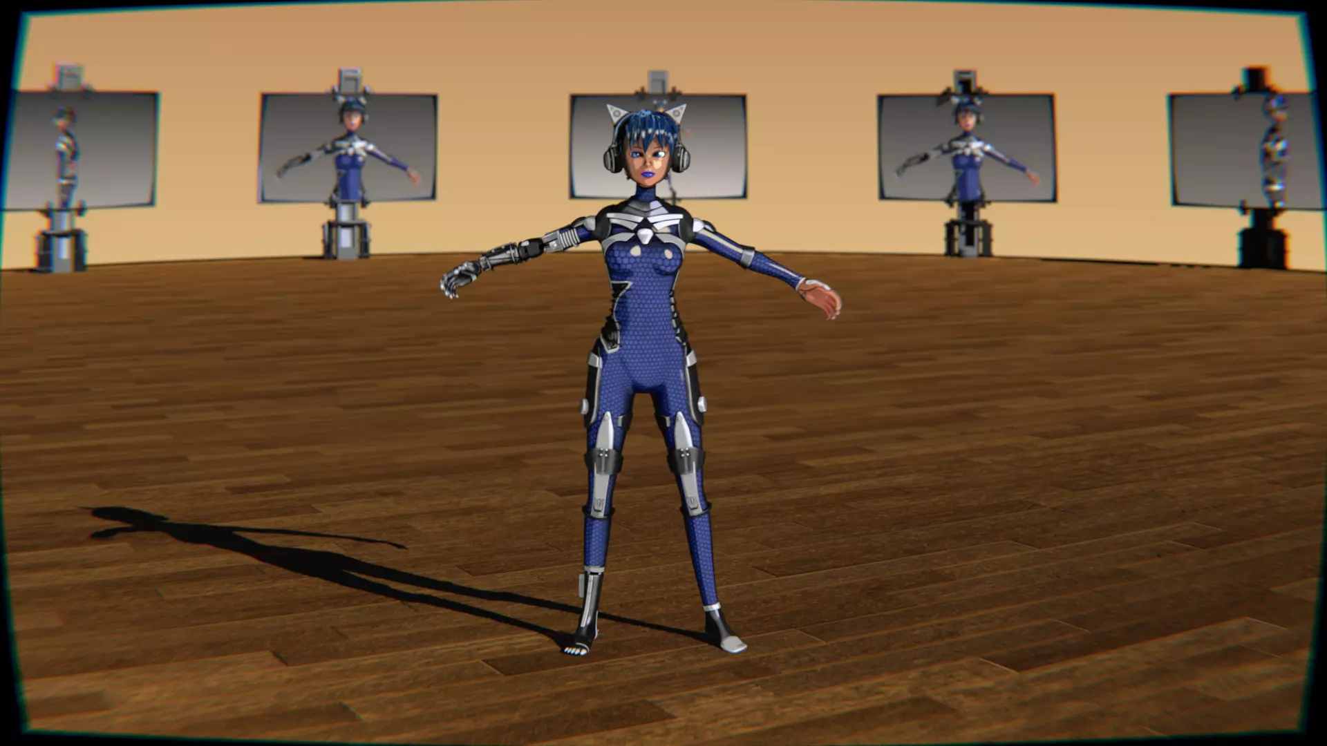 Cyberpunk Cat Ear Robotic Girl Animation Pack Low-poly 3D model_33