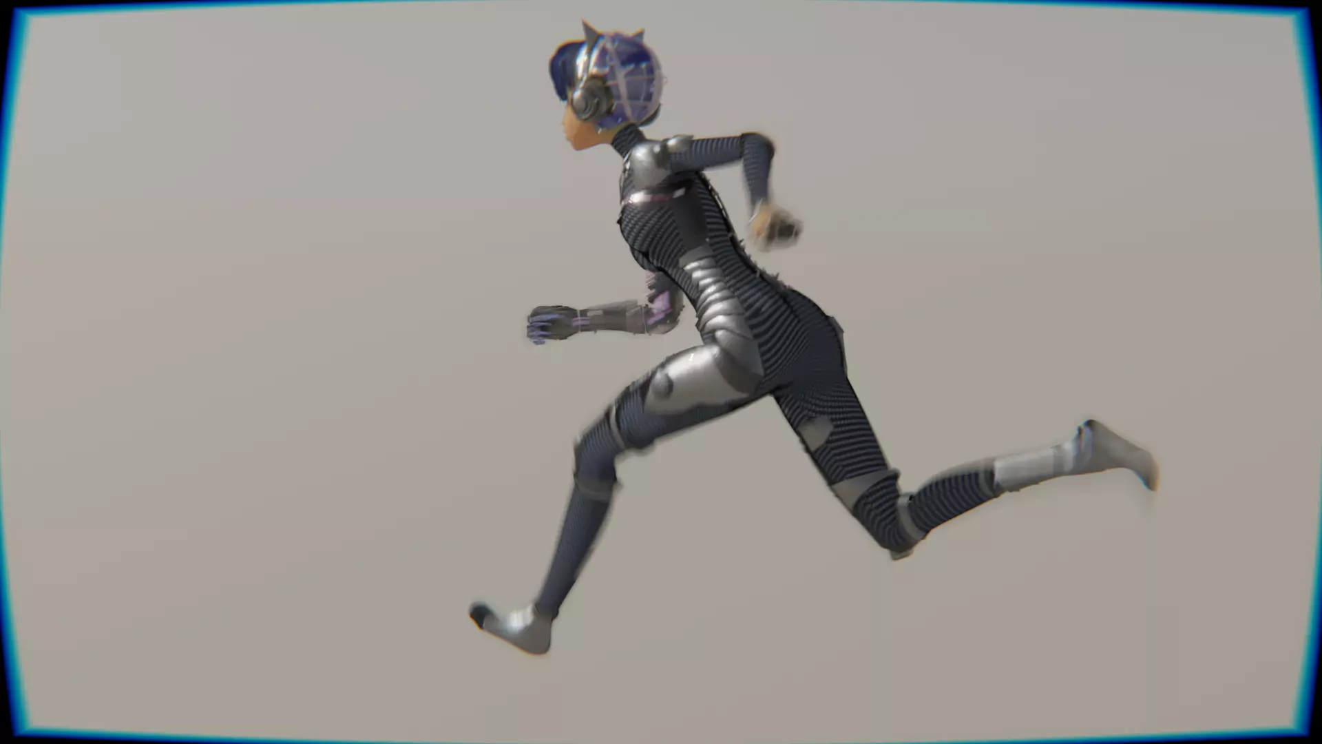 Cyberpunk Cat Ear Robotic Girl Animation Pack Low-poly 3D model_78