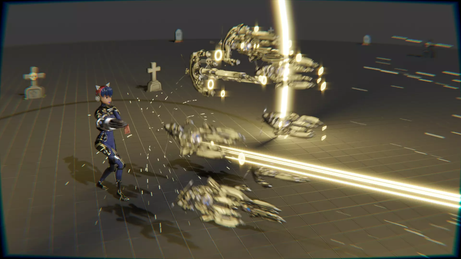 Cyberpunk Cat Ear Robotic Girl Animation Pack Low-poly 3D model_70