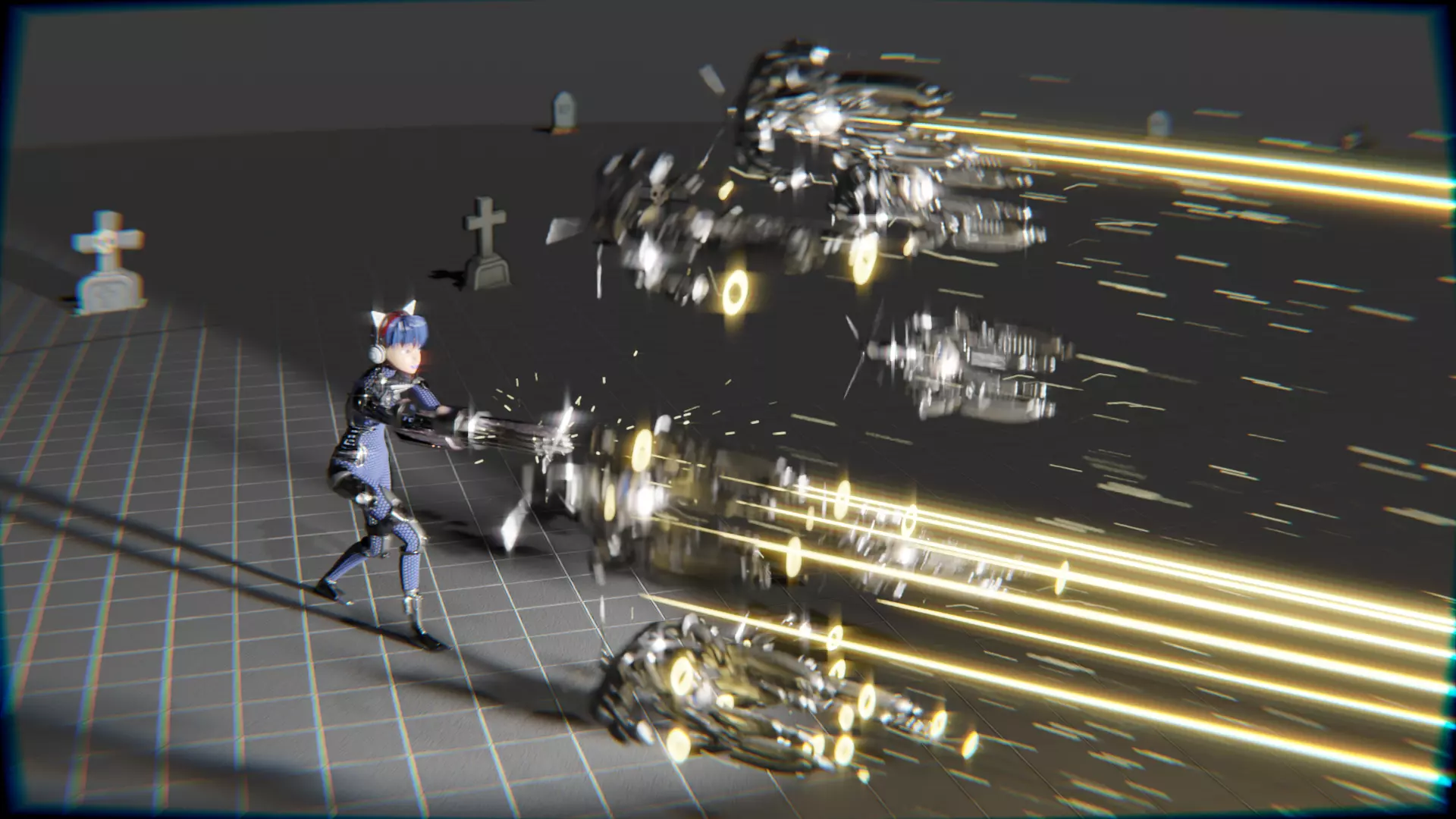 Cyberpunk Cat Ear Robotic Girl Animation Pack Low-poly 3D model_71