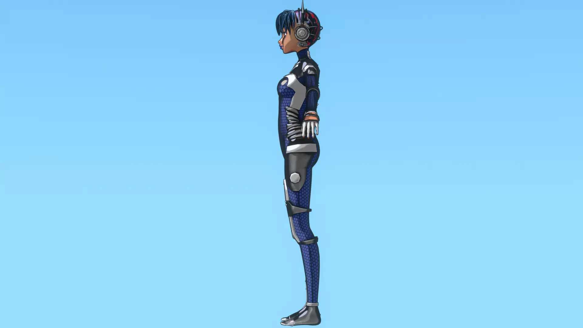 Cyberpunk Cat Ear Robotic Girl Animation Pack Low-poly 3D model_105