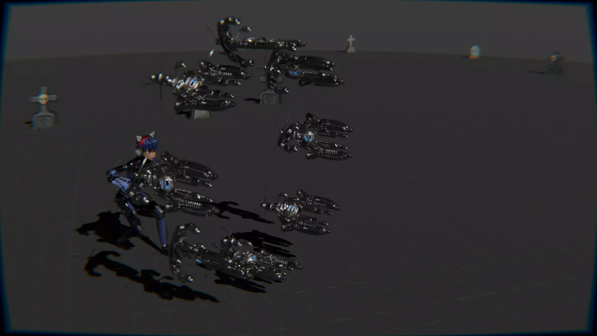 Cyberpunk Cat Ear Robotic Girl Animation Pack Low-poly 3D model_58