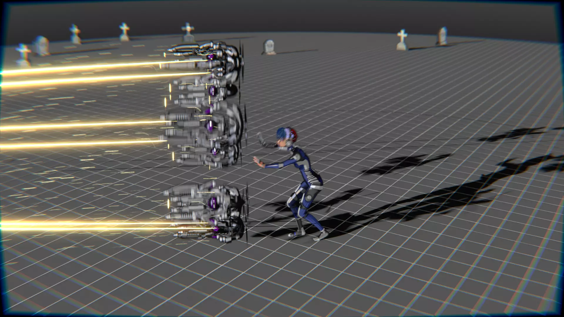 Cyberpunk Cat Ear Robotic Girl Animation Pack Low-poly 3D model_131