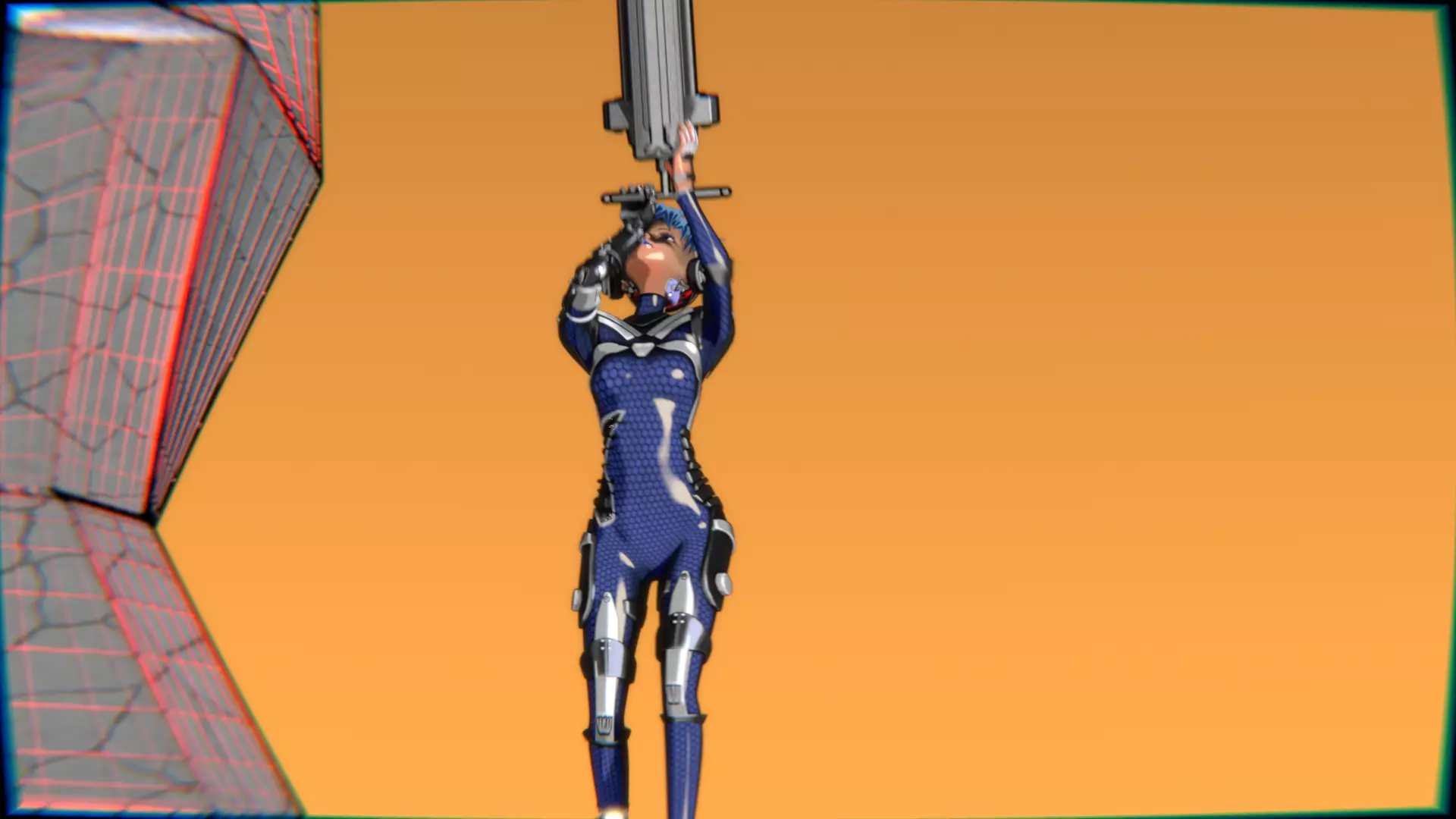 Cyberpunk Cat Ear Robotic Girl Animation Pack Low-poly 3D model_90