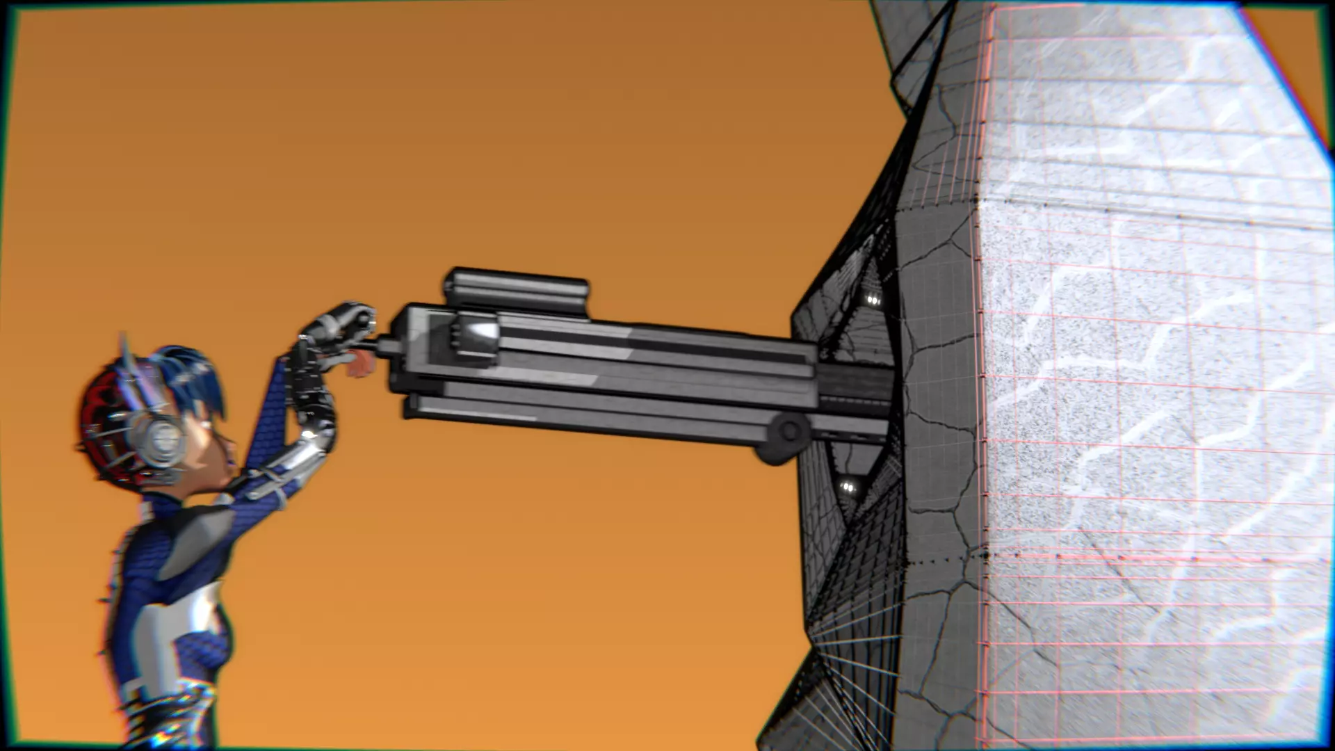 Cyberpunk Cat Ear Robotic Girl Animation Pack Low-poly 3D model_92