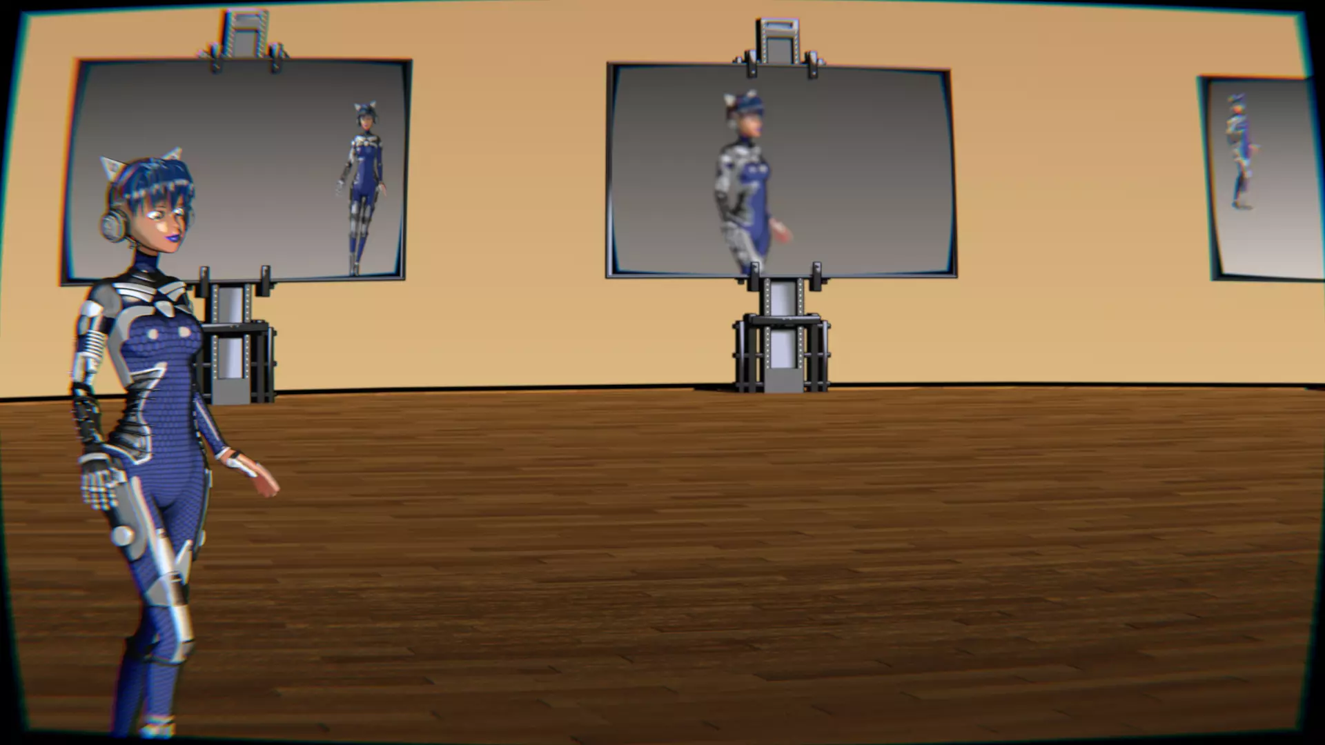 Cyberpunk Cat Ear Robotic Girl Animation Pack Low-poly 3D model_17