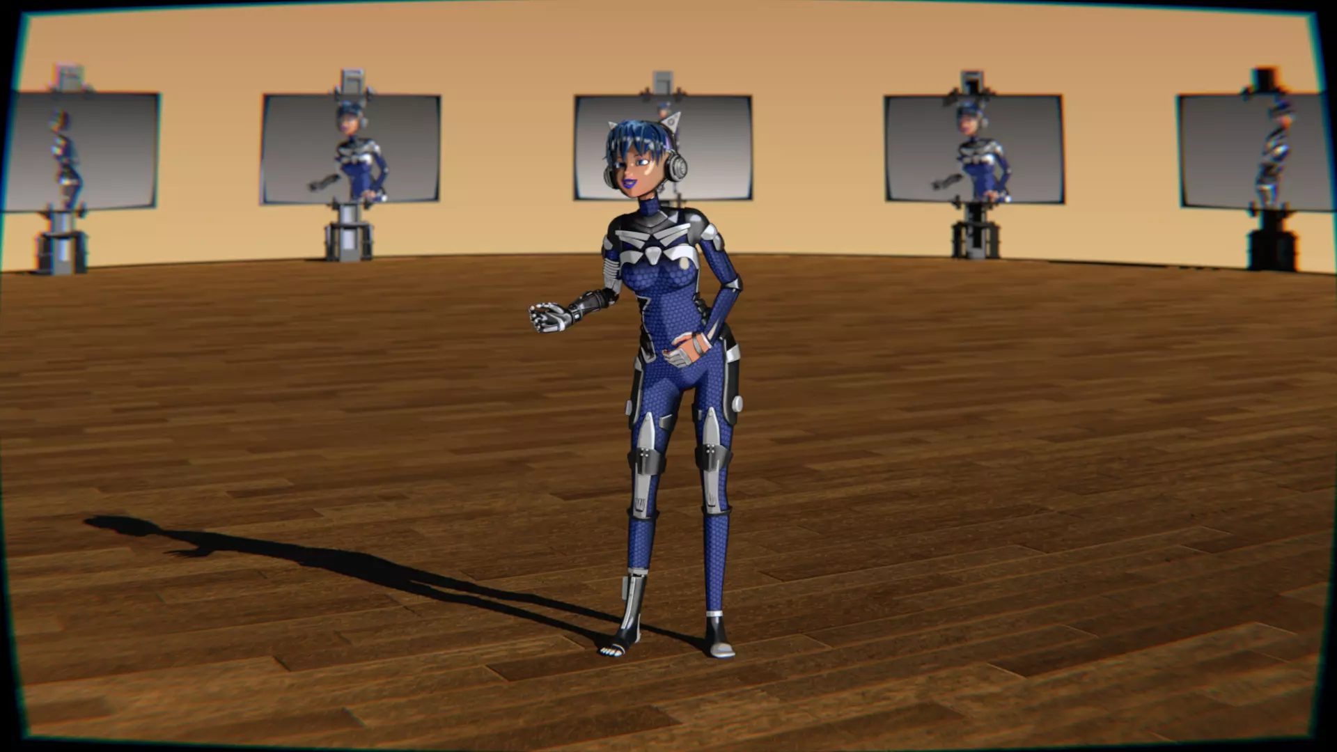 Cyberpunk Cat Ear Robotic Girl Animation Pack Low-poly 3D model_28