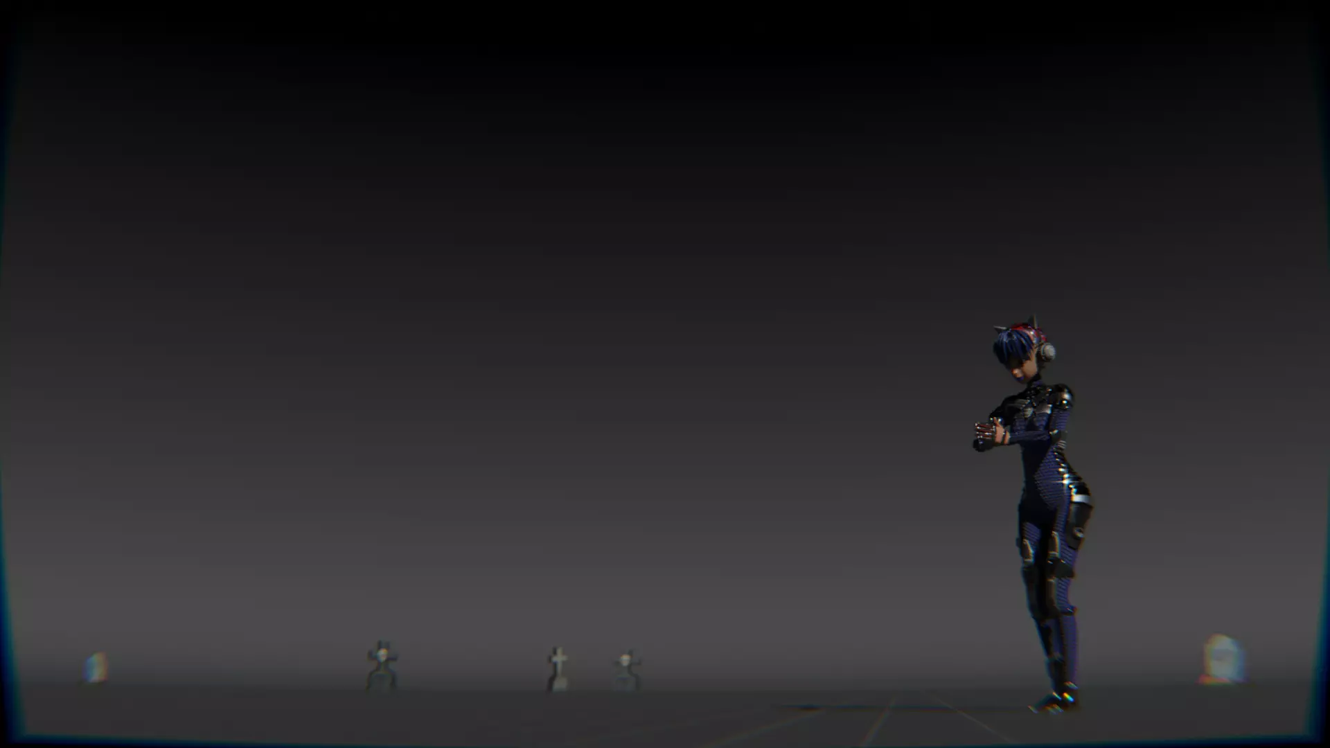 Cyberpunk Cat Ear Robotic Girl Animation Pack Low-poly 3D model_52