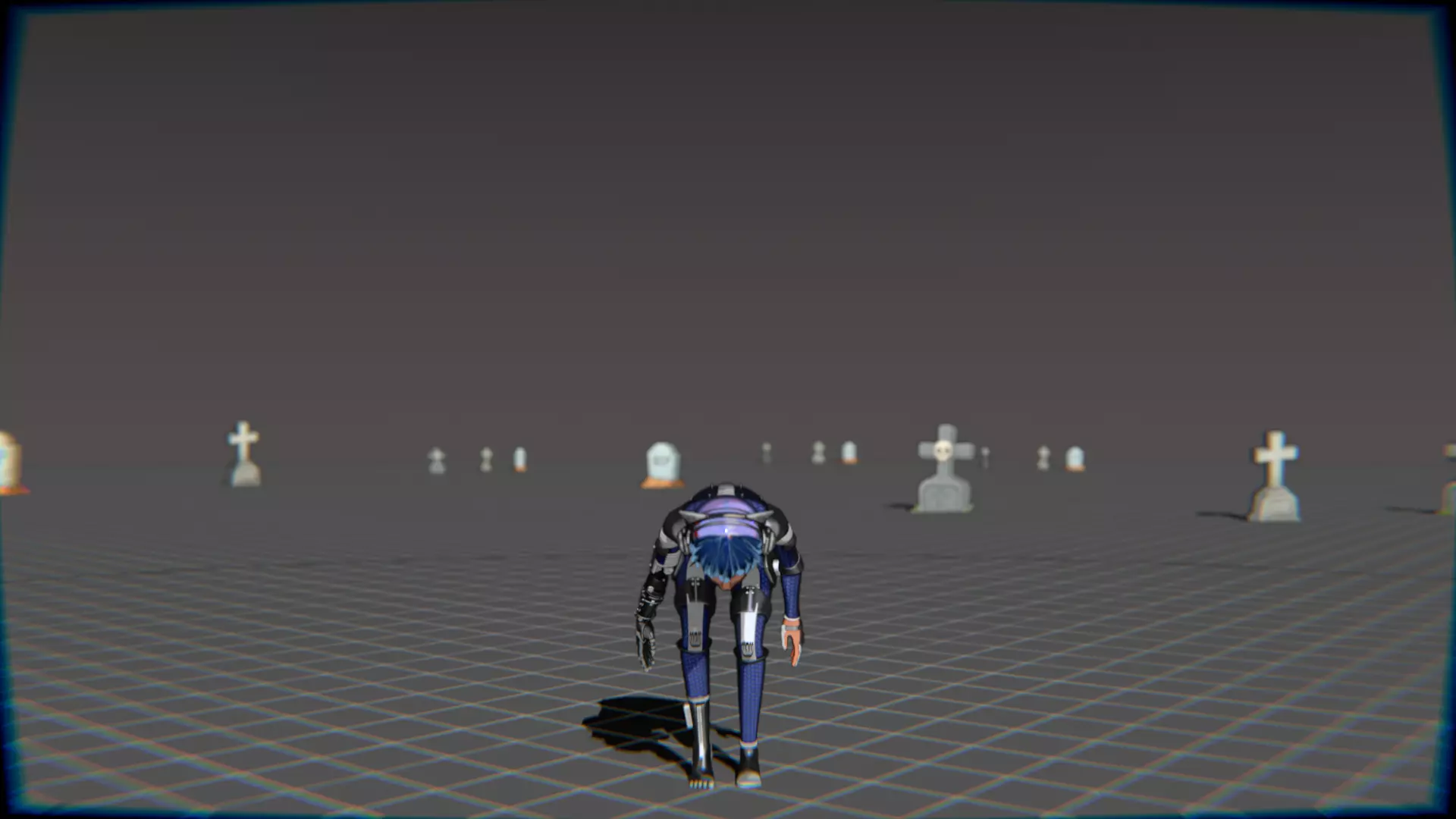 Cyberpunk Cat Ear Robotic Girl Animation Pack Low-poly 3D model_108