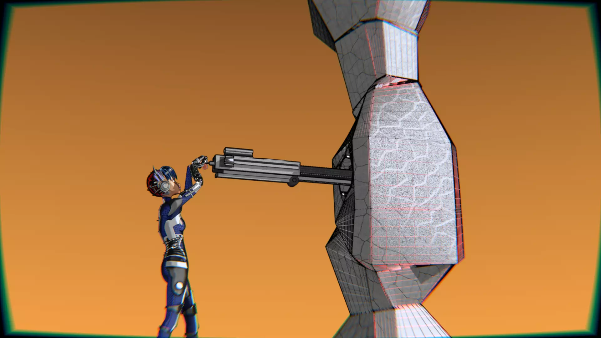 Cyberpunk Cat Ear Robotic Girl Animation Pack Low-poly 3D model_84