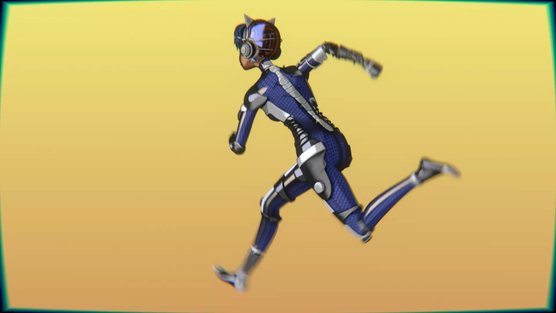 Cyberpunk Cat Ear Robotic Girl Animation Pack Low-poly 3D model_81