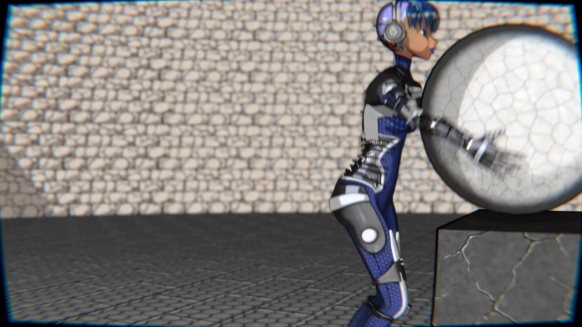 Cyberpunk Cat Ear Robotic Girl Animation Pack Low-poly 3D model_36