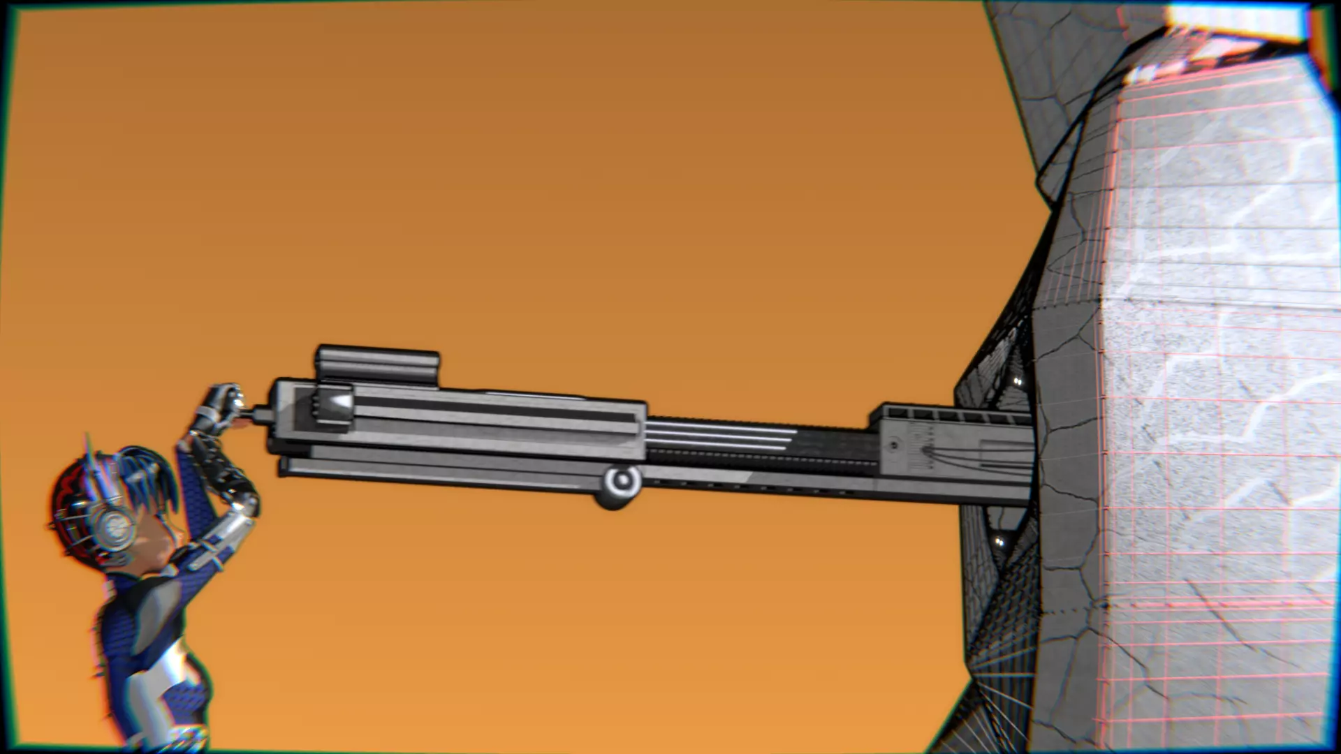 Cyberpunk Cat Ear Robotic Girl Animation Pack Low-poly 3D model_87