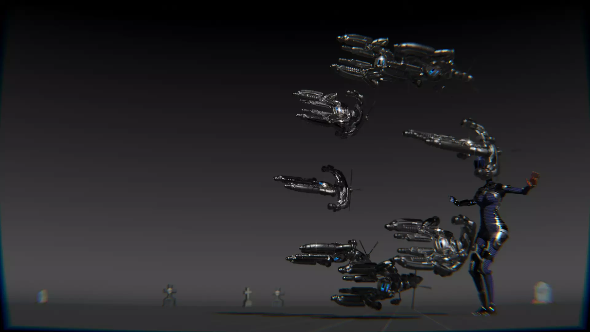 Cyberpunk Cat Ear Robotic Girl Animation Pack Low-poly 3D model_59