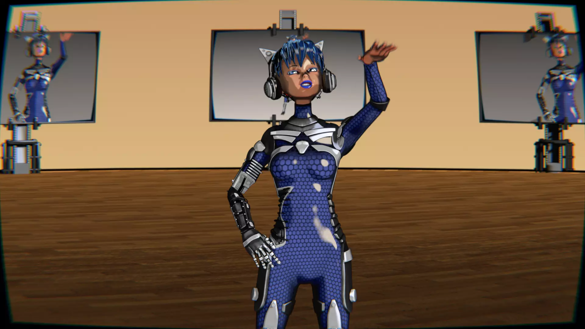 Cyberpunk Cat Ear Robotic Girl Animation Pack Low-poly 3D model_18