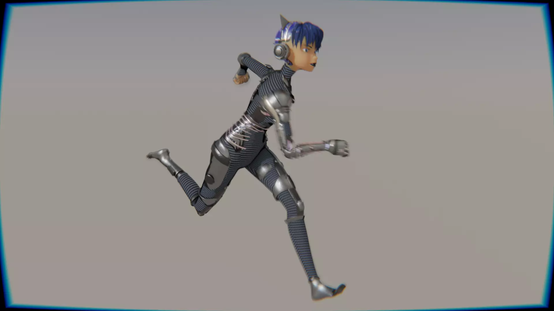 Cyberpunk Cat Ear Robotic Girl Animation Pack Low-poly 3D model_76