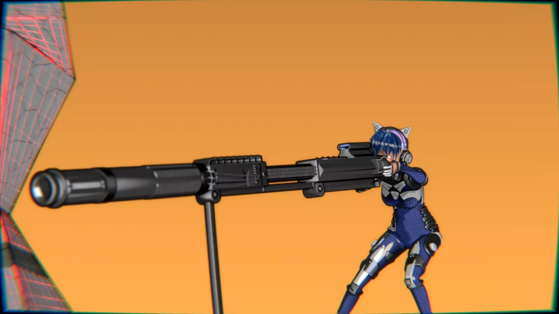 Cyberpunk Cat Ear Robotic Girl Animation Pack Low-poly 3D model_85