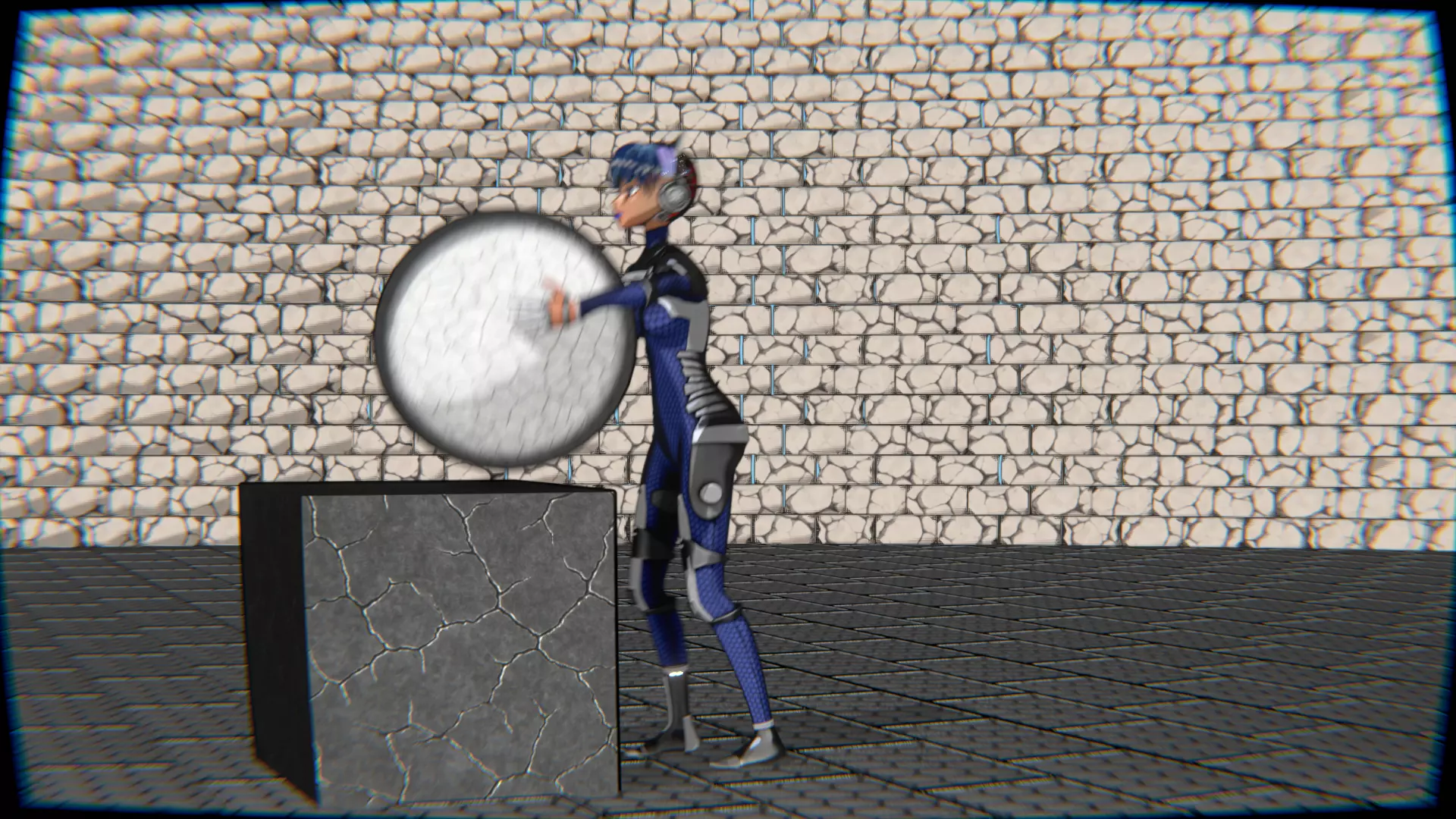 Cyberpunk Cat Ear Robotic Girl Animation Pack Low-poly 3D model_43