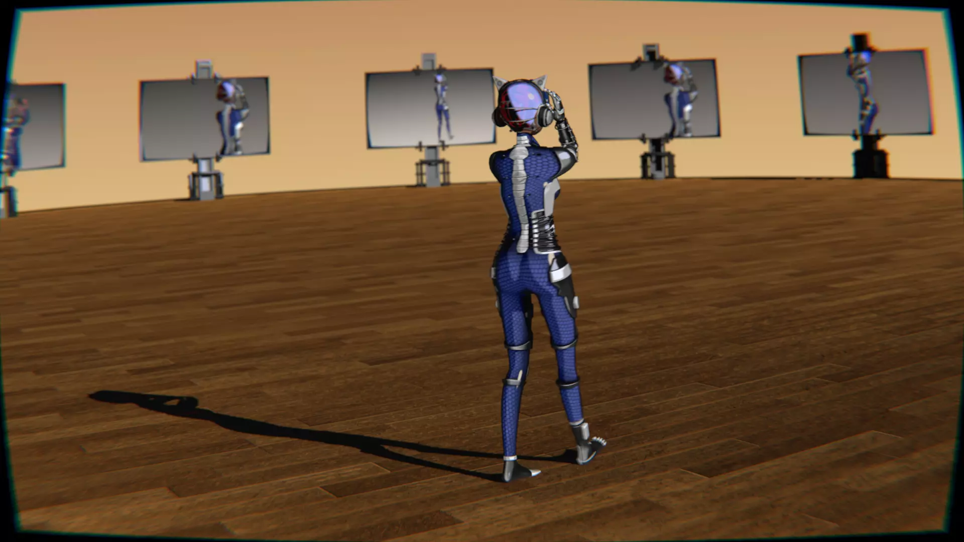 Cyberpunk Cat Ear Robotic Girl Animation Pack Low-poly 3D model_27