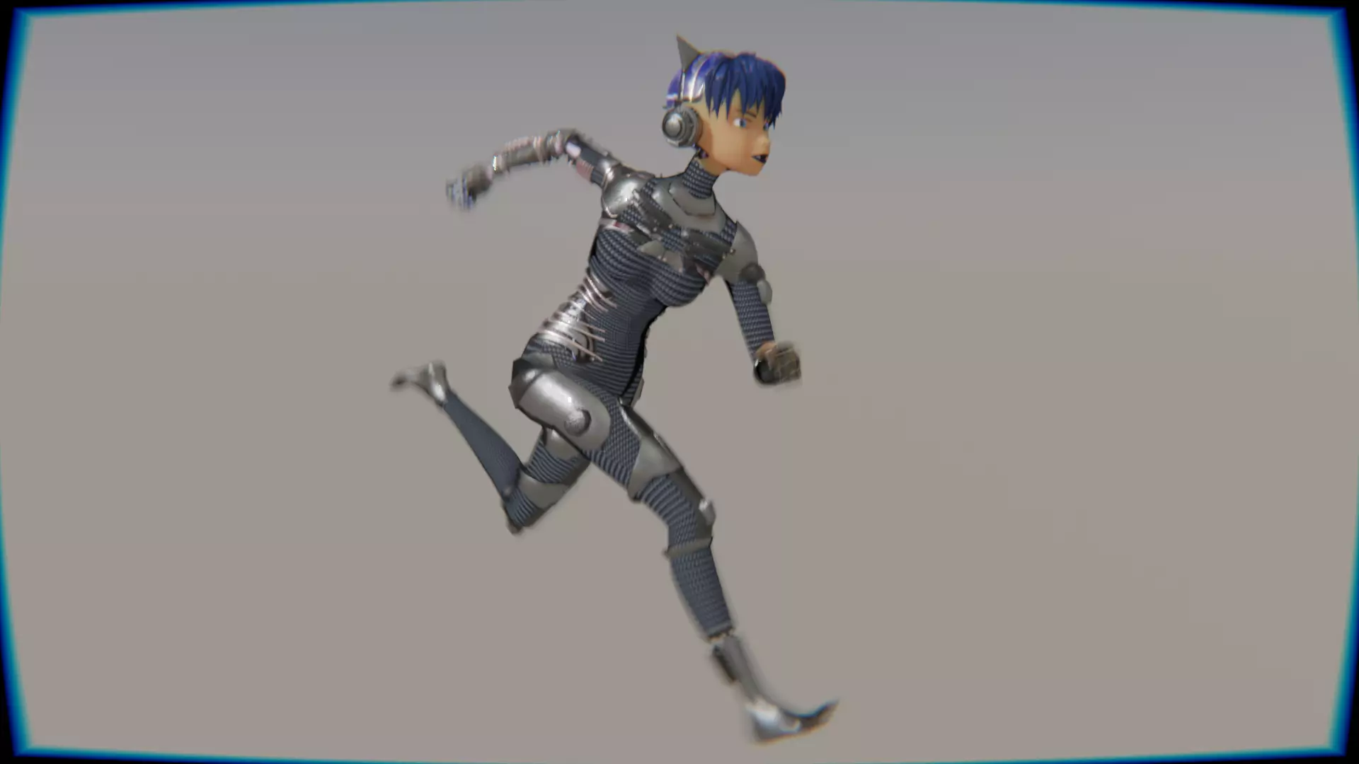 Cyberpunk Cat Ear Robotic Girl Animation Pack Low-poly 3D model_75