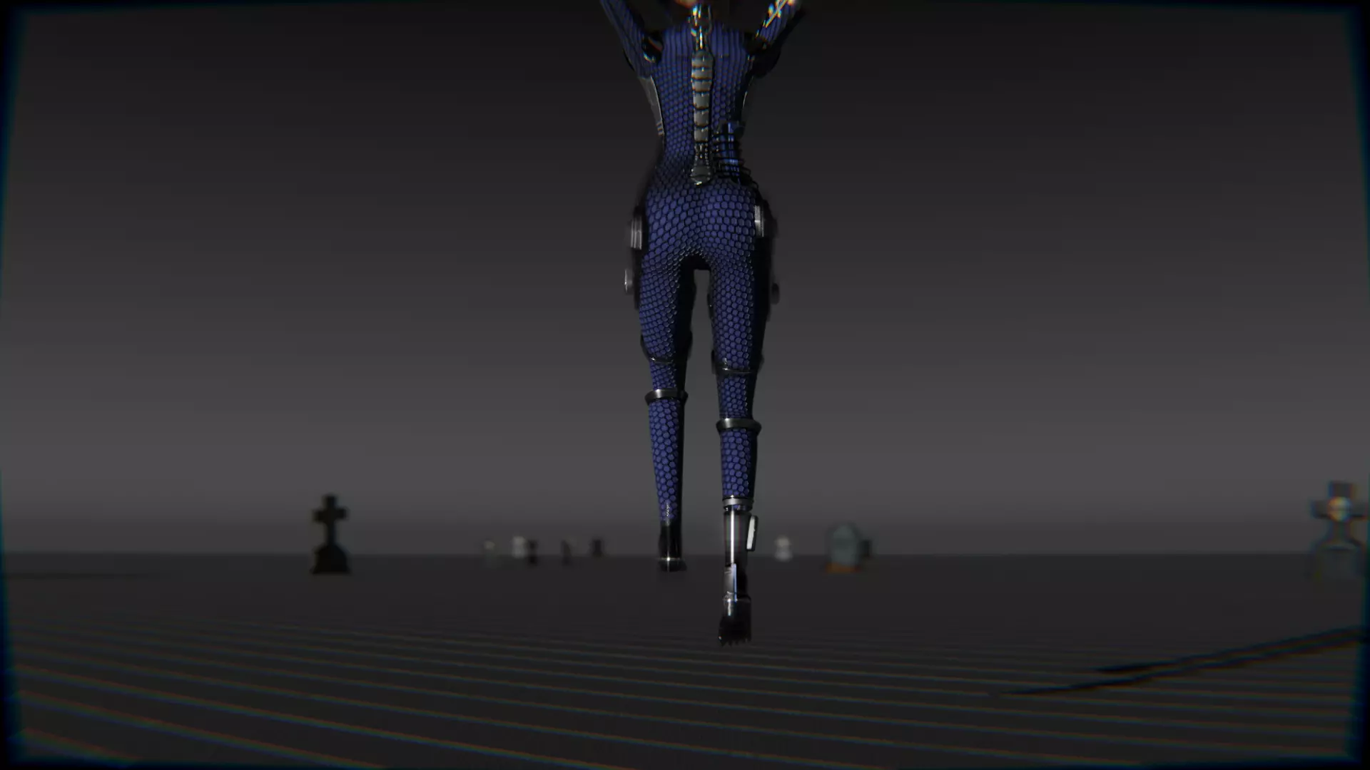 Cyberpunk Cat Ear Robotic Girl Animation Pack Low-poly 3D model_60