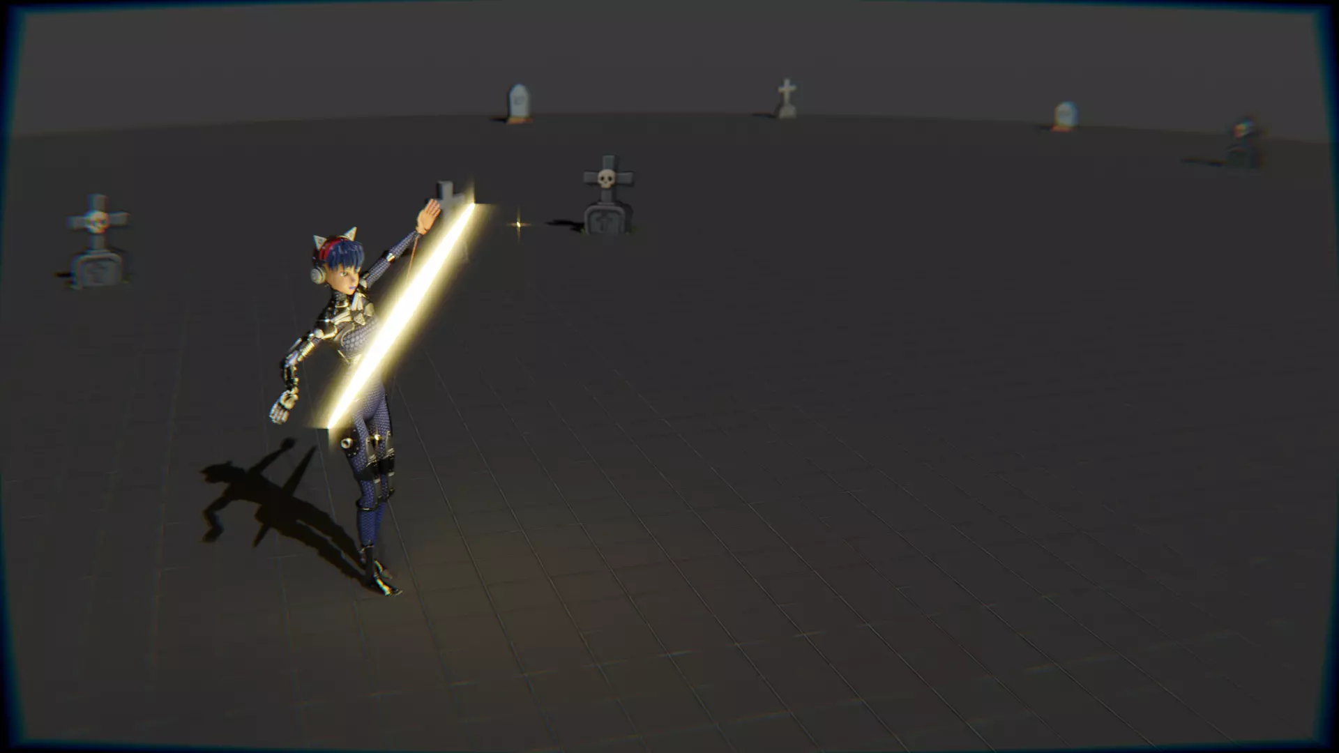 Cyberpunk Cat Ear Robotic Girl Animation Pack Low-poly 3D model_49