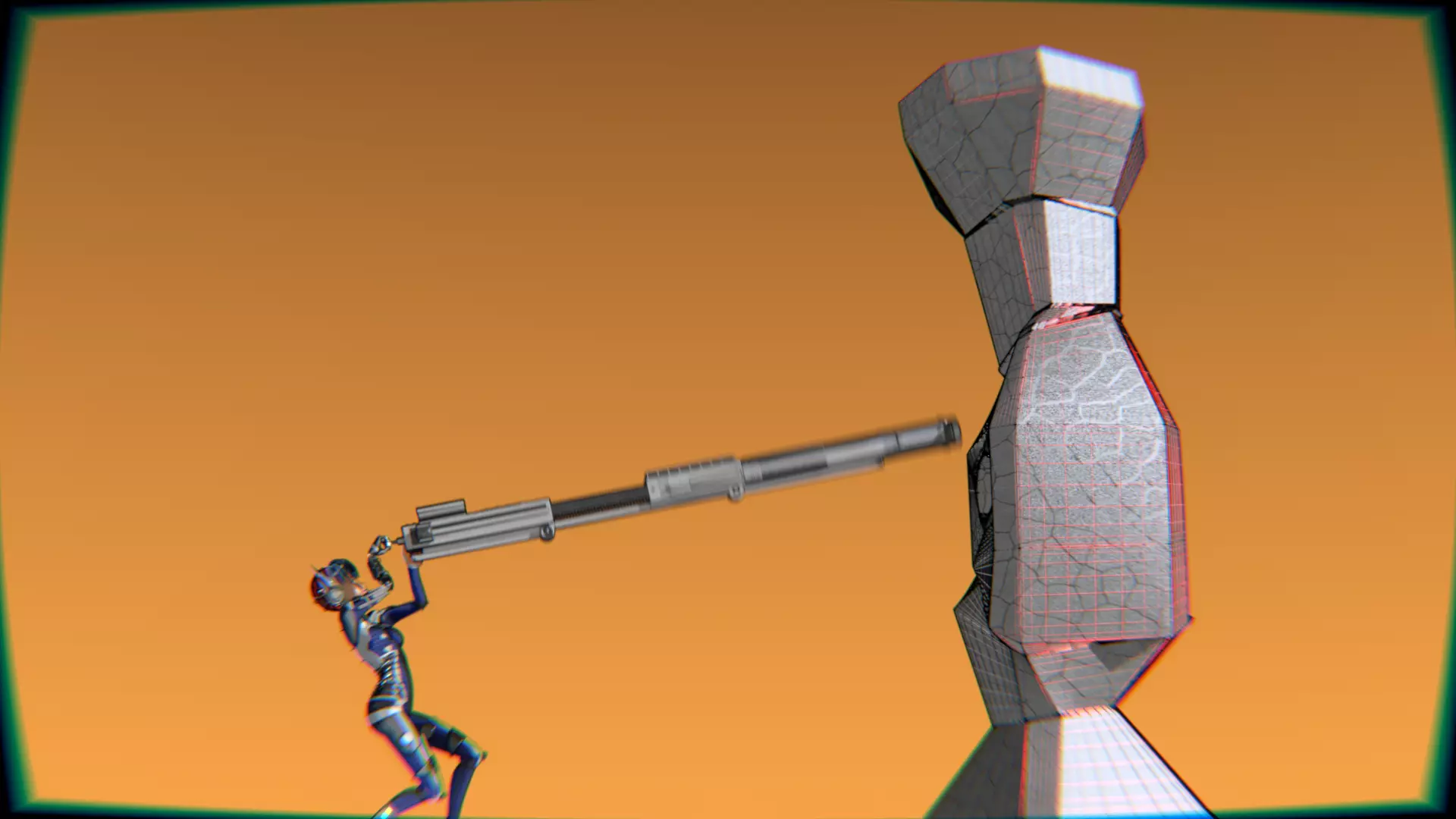 Cyberpunk Cat Ear Robotic Girl Animation Pack Low-poly 3D model_86