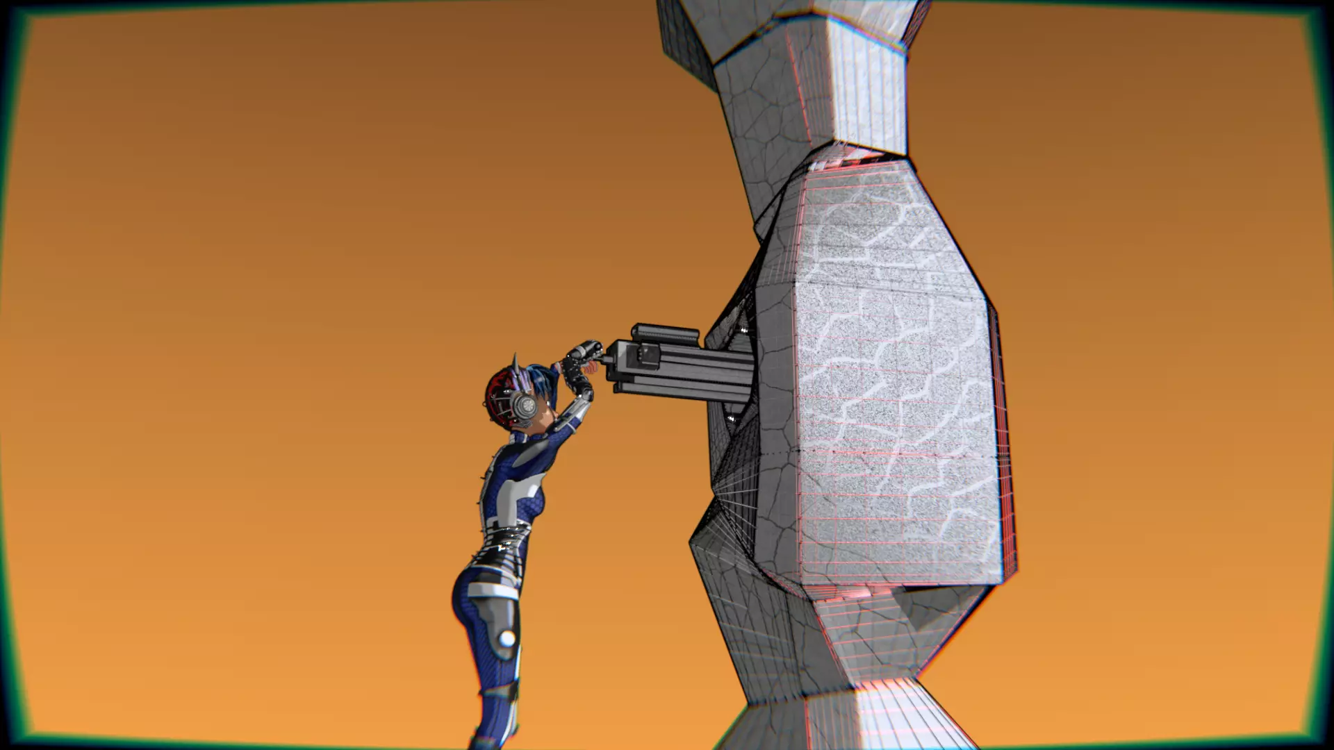 Cyberpunk Cat Ear Robotic Girl Animation Pack Low-poly 3D model_83