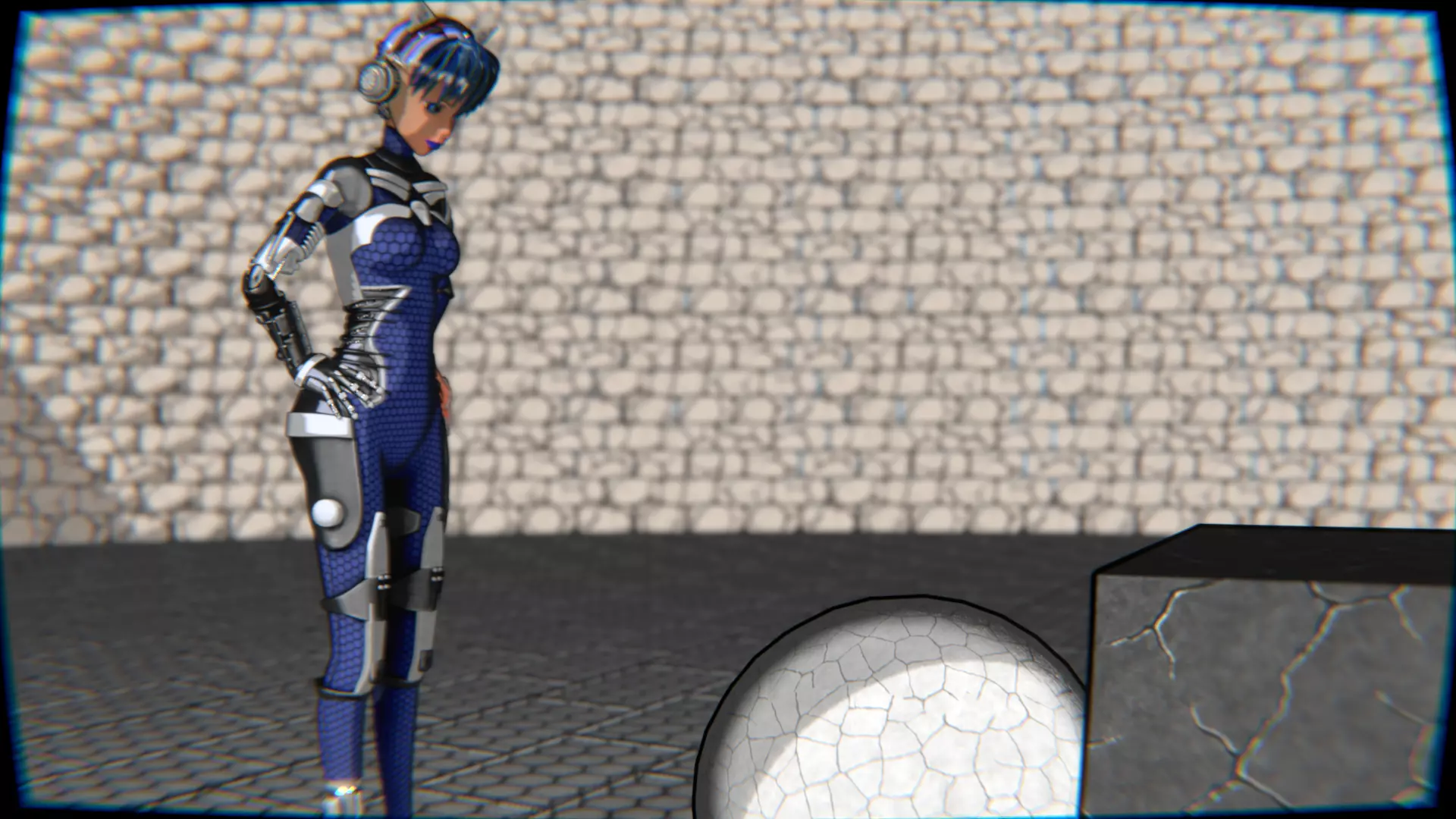 Cyberpunk Cat Ear Robotic Girl Animation Pack Low-poly 3D model_39