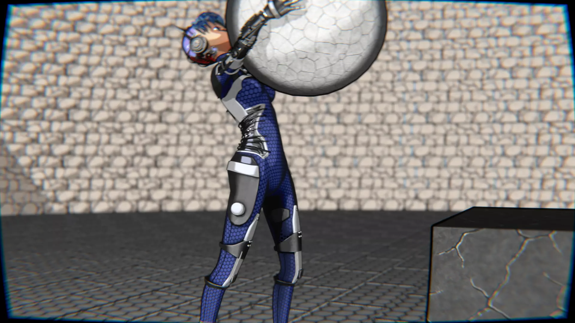 Cyberpunk Cat Ear Robotic Girl Animation Pack Low-poly 3D model_38