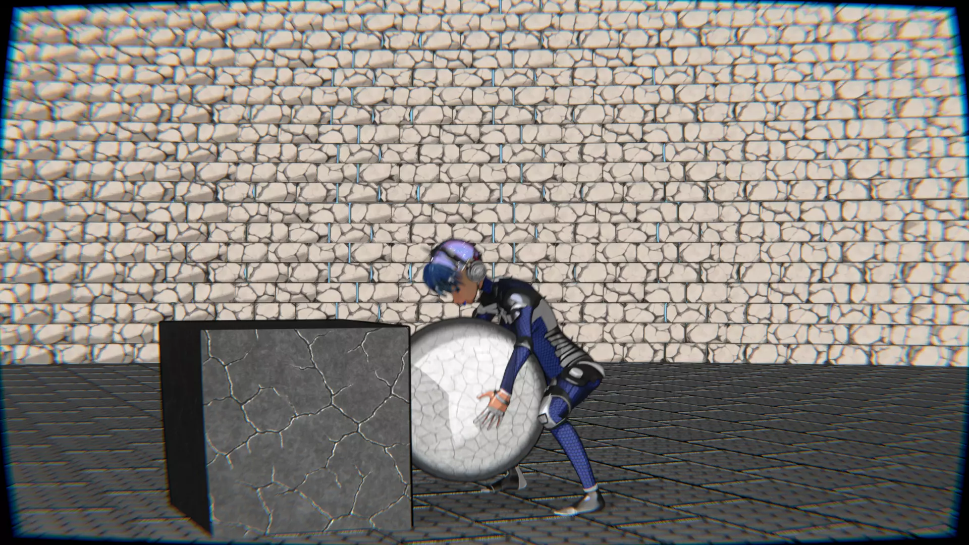 Cyberpunk Cat Ear Robotic Girl Animation Pack Low-poly 3D model_40