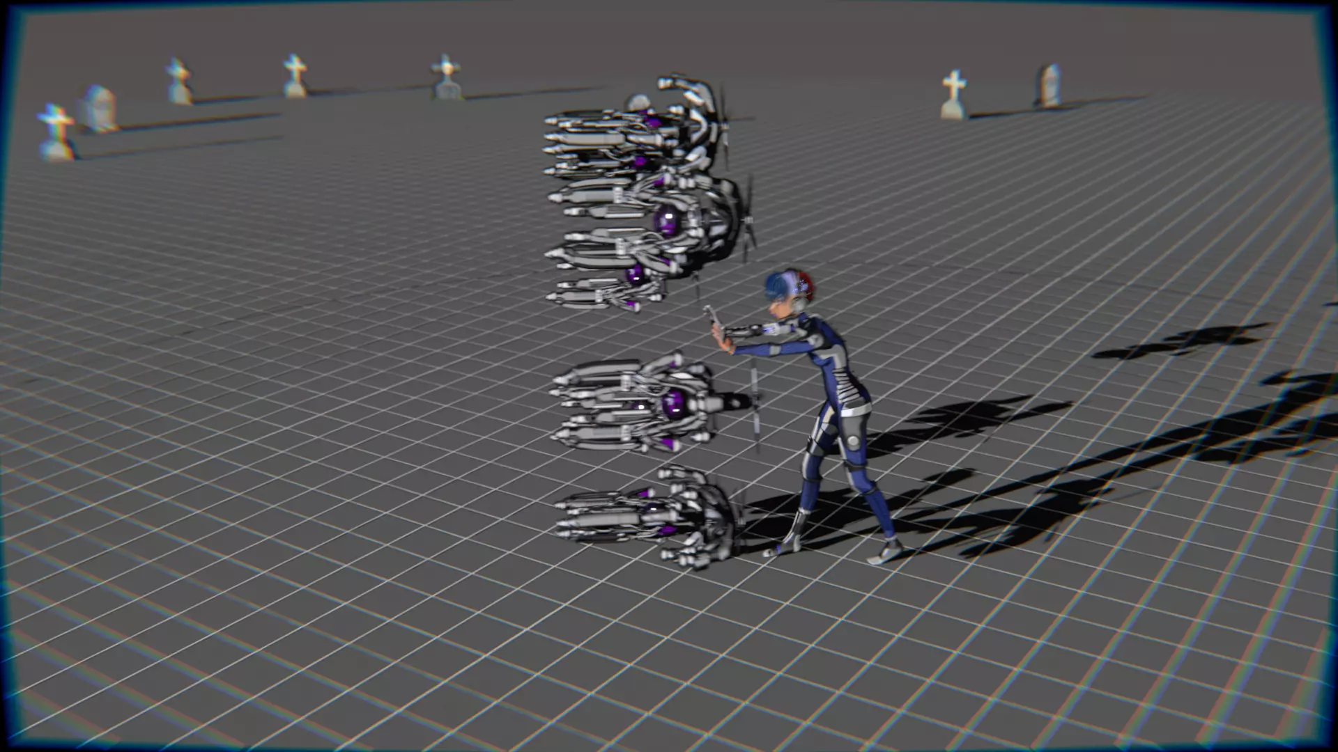 Cyberpunk Cat Ear Robotic Girl Animation Pack Low-poly 3D model_121