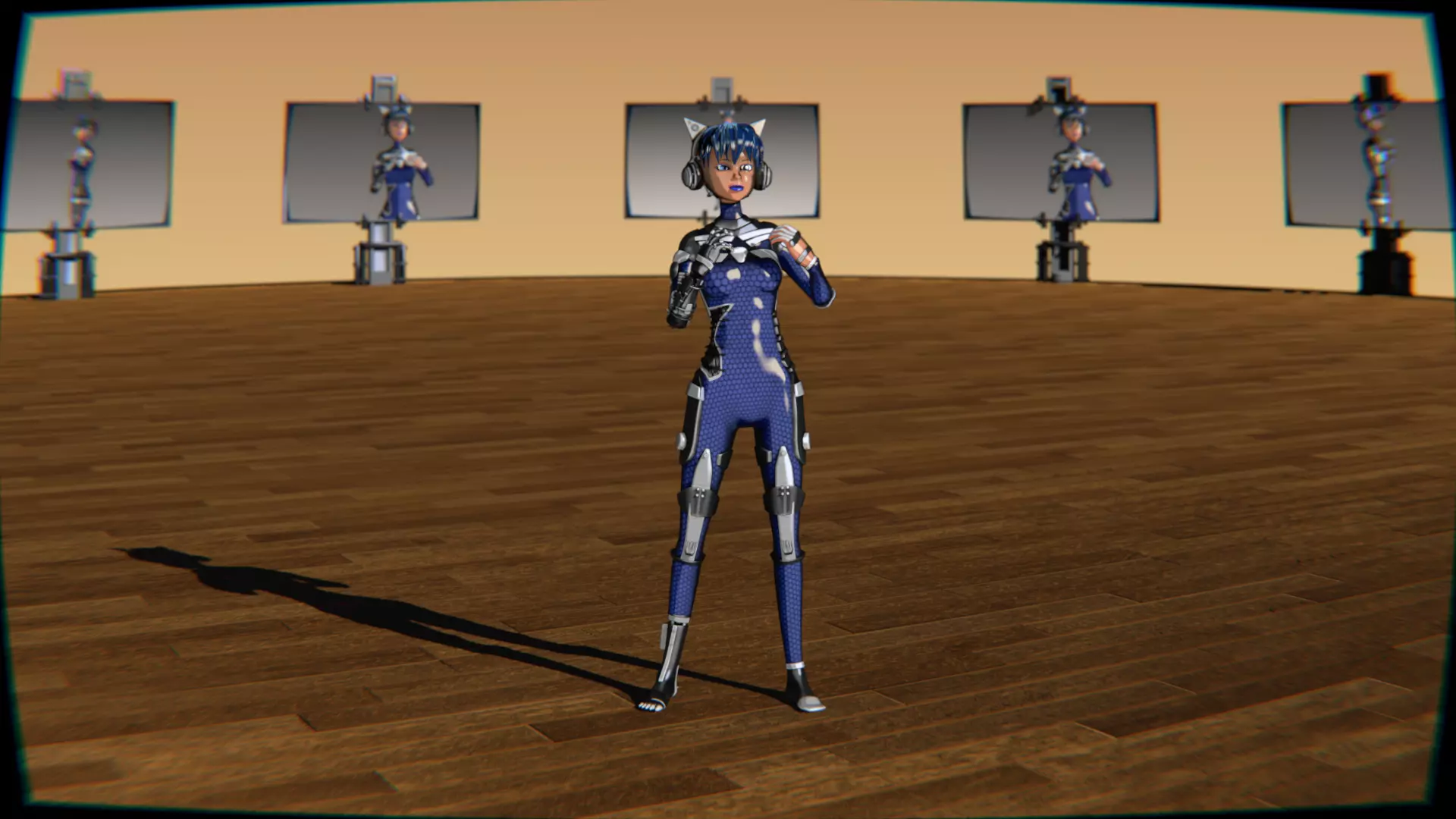 Cyberpunk Cat Ear Robotic Girl Animation Pack Low-poly 3D model_29