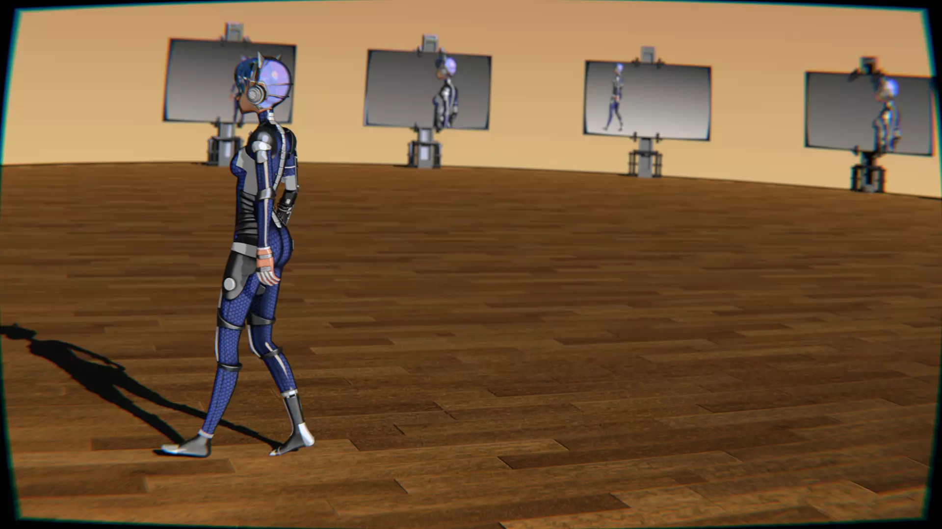 Cyberpunk Cat Ear Robotic Girl Animation Pack Low-poly 3D model_26