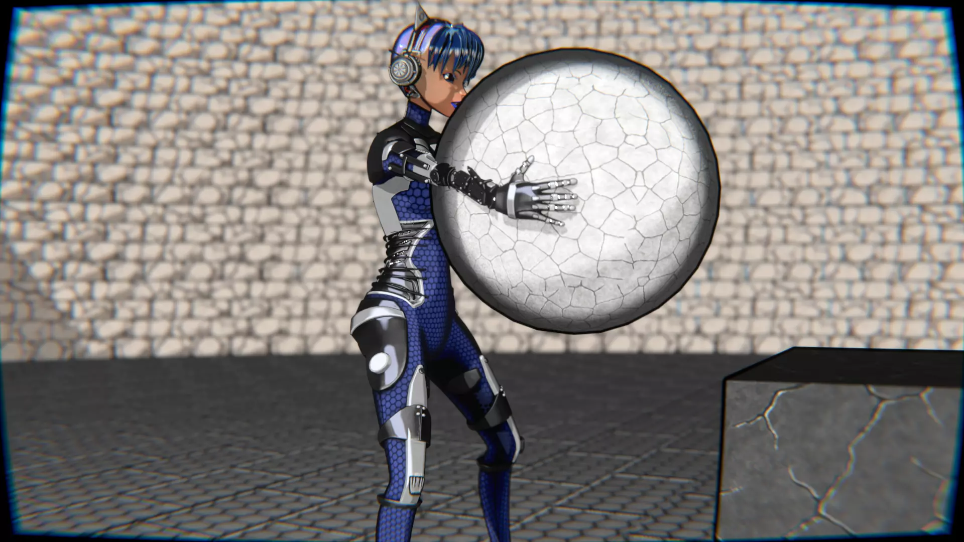 Cyberpunk Cat Ear Robotic Girl Animation Pack Low-poly 3D model_37