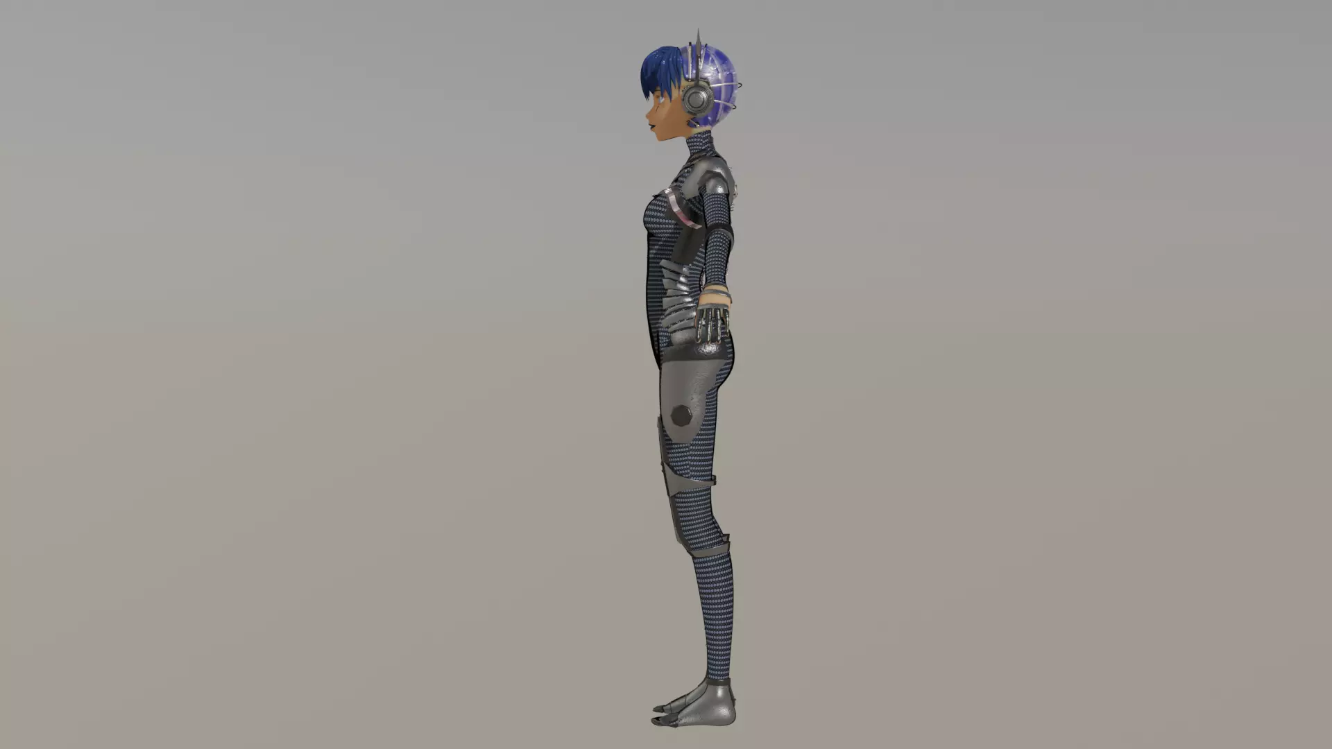 Cyberpunk Cat Ear Robotic Girl Animation Pack Low-poly 3D model_100