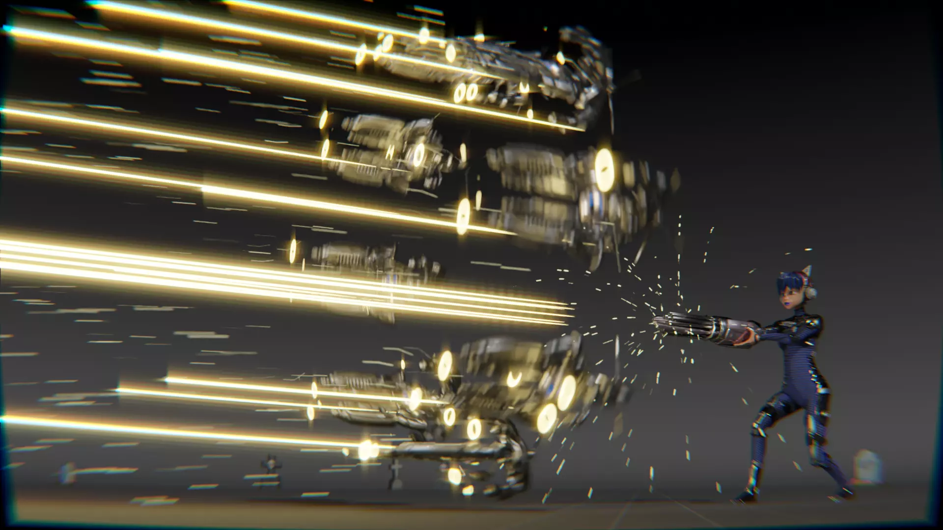 Cyberpunk Cat Ear Robotic Girl Animation Pack Low-poly 3D model_62